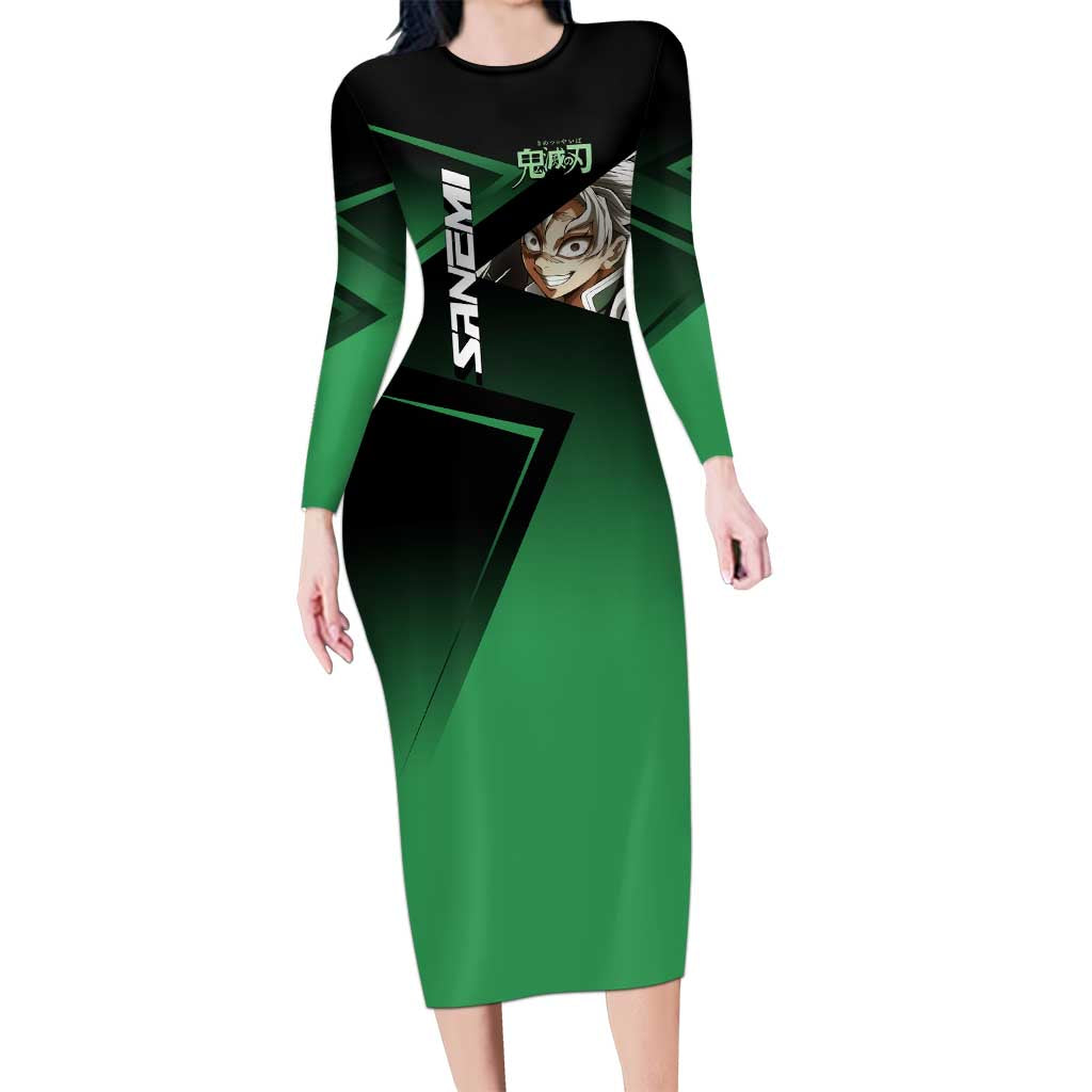 Sanemi Shinazugawa Wind Rally Long Sleeve Bodycon Dress Sporty Anime Mashup Style