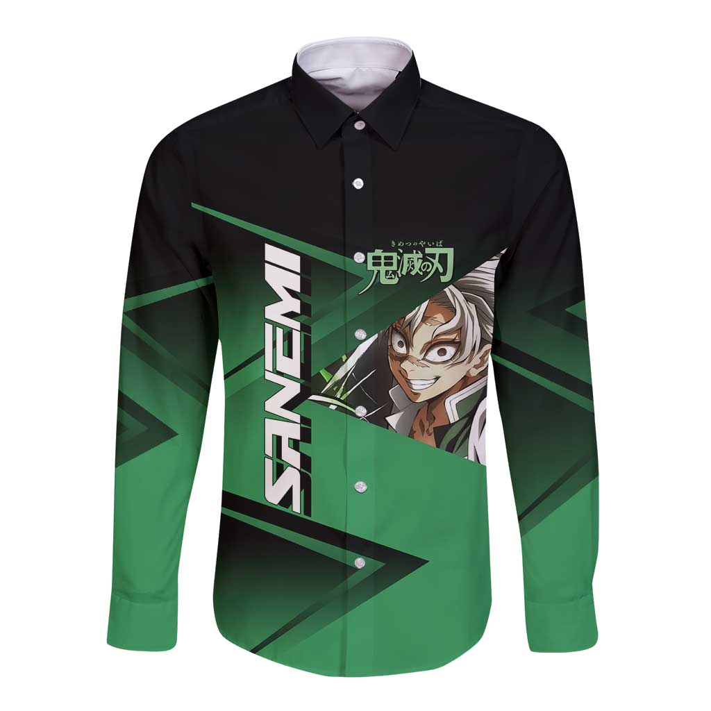 Sanemi Shinazugawa Wind Rally Long Sleeve Button Shirt Sporty Anime Mashup Style