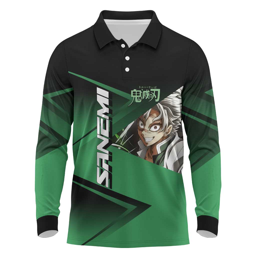Sanemi Shinazugawa Wind Rally Long Sleeve Polo Shirt Sporty Anime Mashup Style