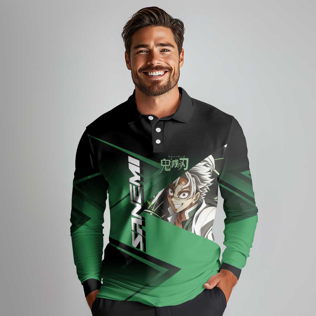 Sanemi Shinazugawa Wind Rally Long Sleeve Polo Shirt Sporty Anime Mashup Style