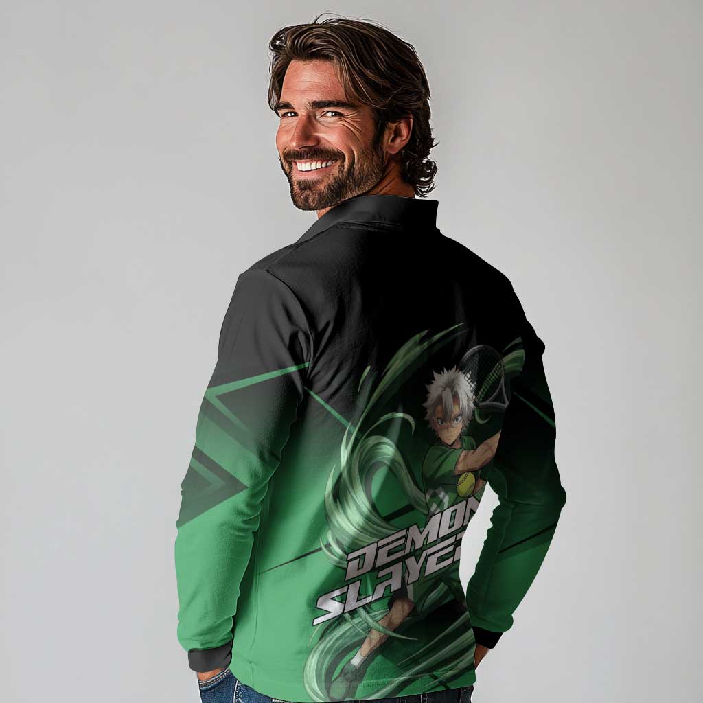 Sanemi Shinazugawa Wind Rally Long Sleeve Polo Shirt Sporty Anime Mashup Style