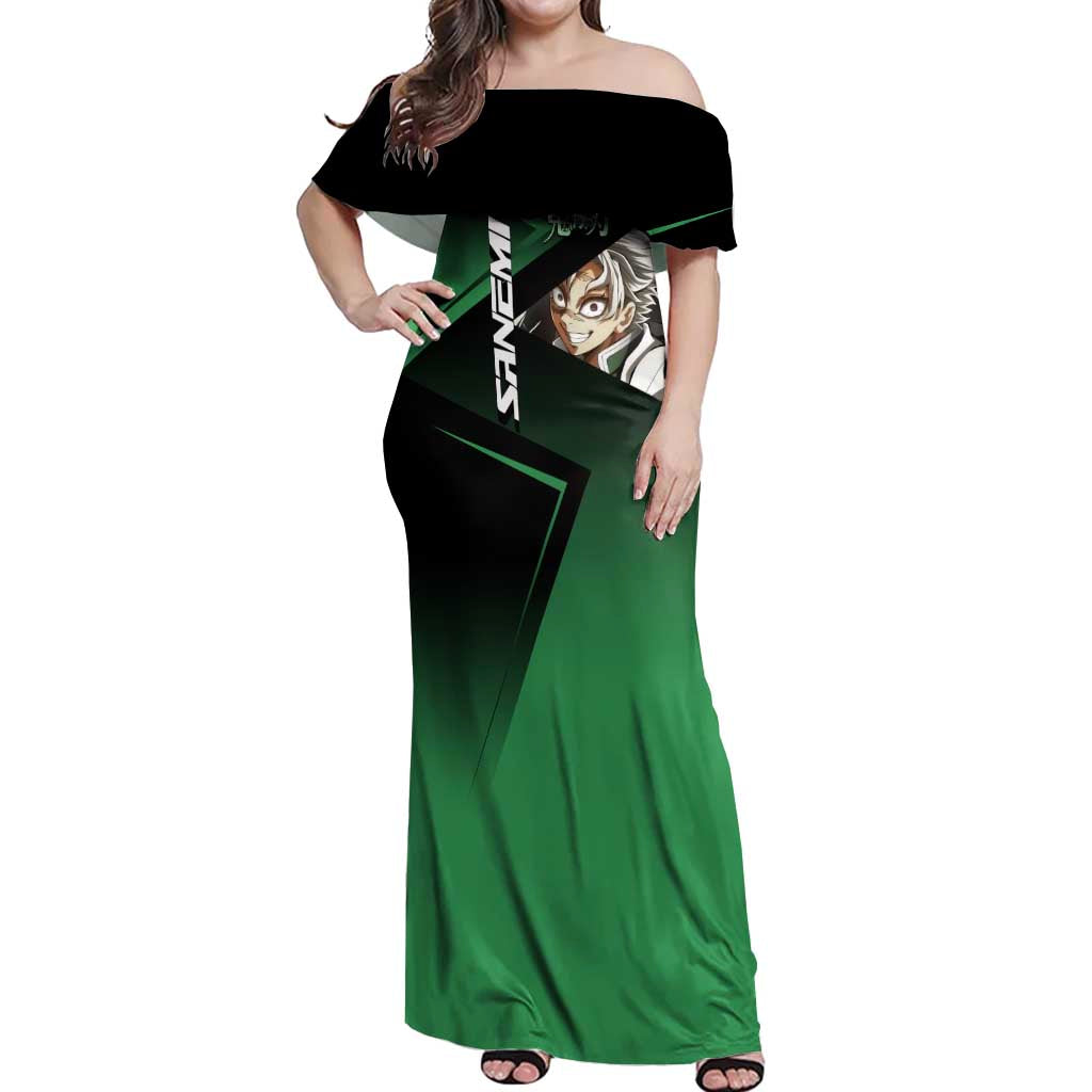 Sanemi Shinazugawa Wind Rally Off Shoulder Maxi Dress Sporty Anime Mashup Style