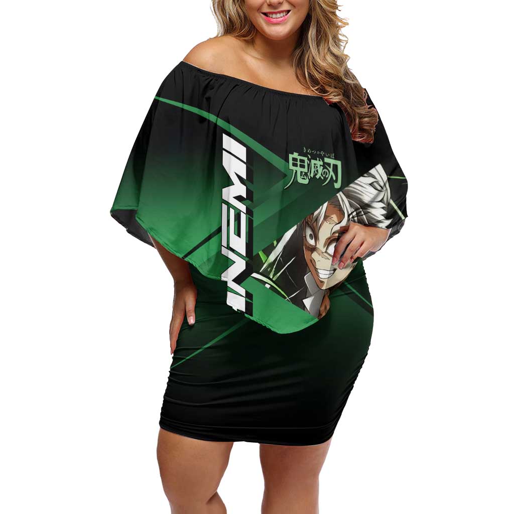 Sanemi Shinazugawa Wind Rally Off Shoulder Short Dress Sporty Anime Mashup Style