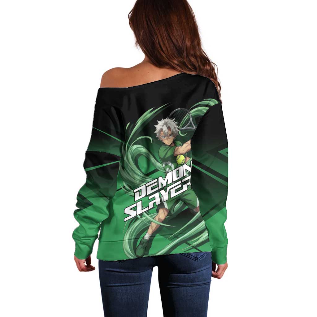 Sanemi Shinazugawa Wind Rally Off Shoulder Sweater Sporty Anime Mashup Style