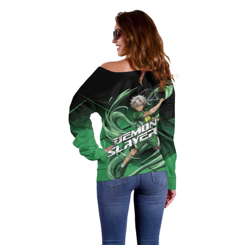 Sanemi Shinazugawa Wind Rally Off Shoulder Sweater Sporty Anime Mashup Style