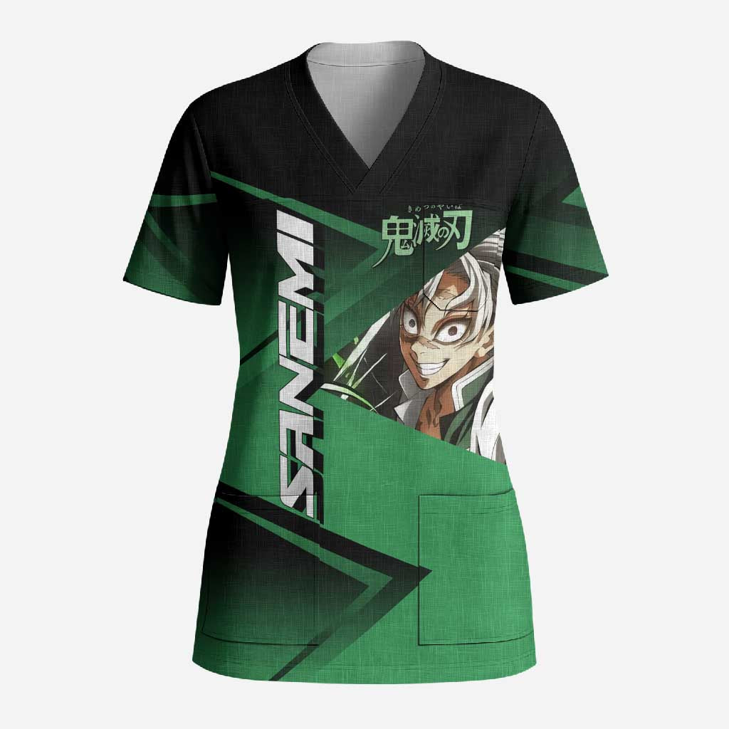 Sanemi Shinazugawa Wind Rally Scrub Top Sporty Anime Mashup Style