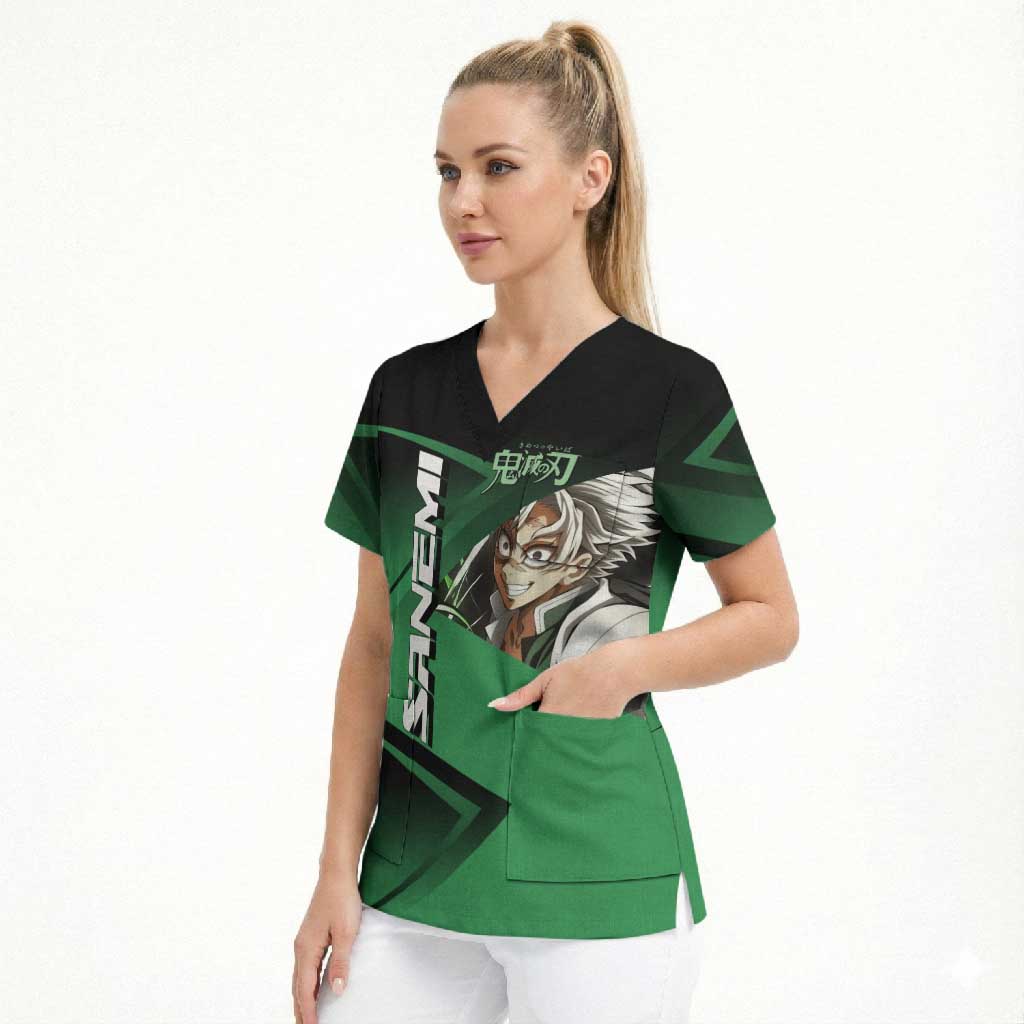 Sanemi Shinazugawa Wind Rally Scrub Top Sporty Anime Mashup Style