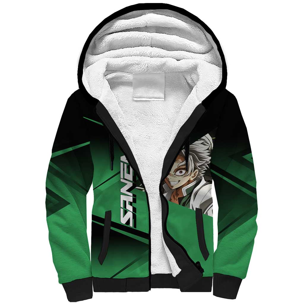 Sanemi Shinazugawa Wind Rally Sherpa Hoodie Sporty Anime Mashup Style