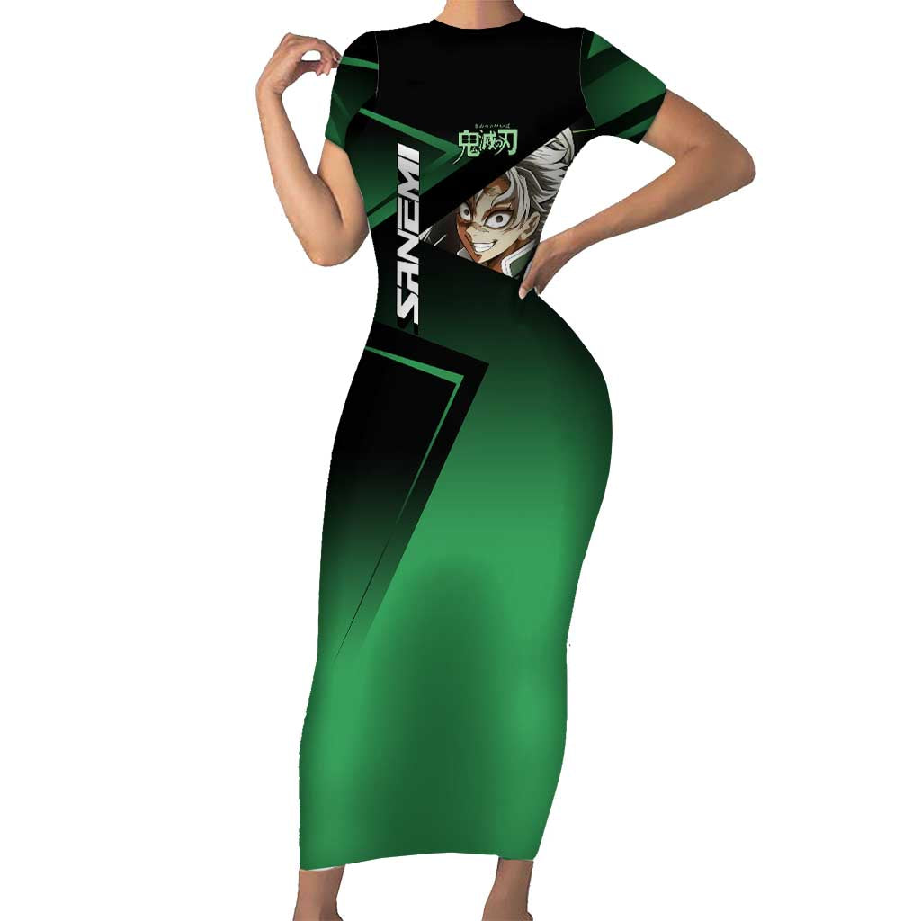 Sanemi Shinazugawa Wind Rally Short Sleeve Bodycon Dress Sporty Anime Mashup Style