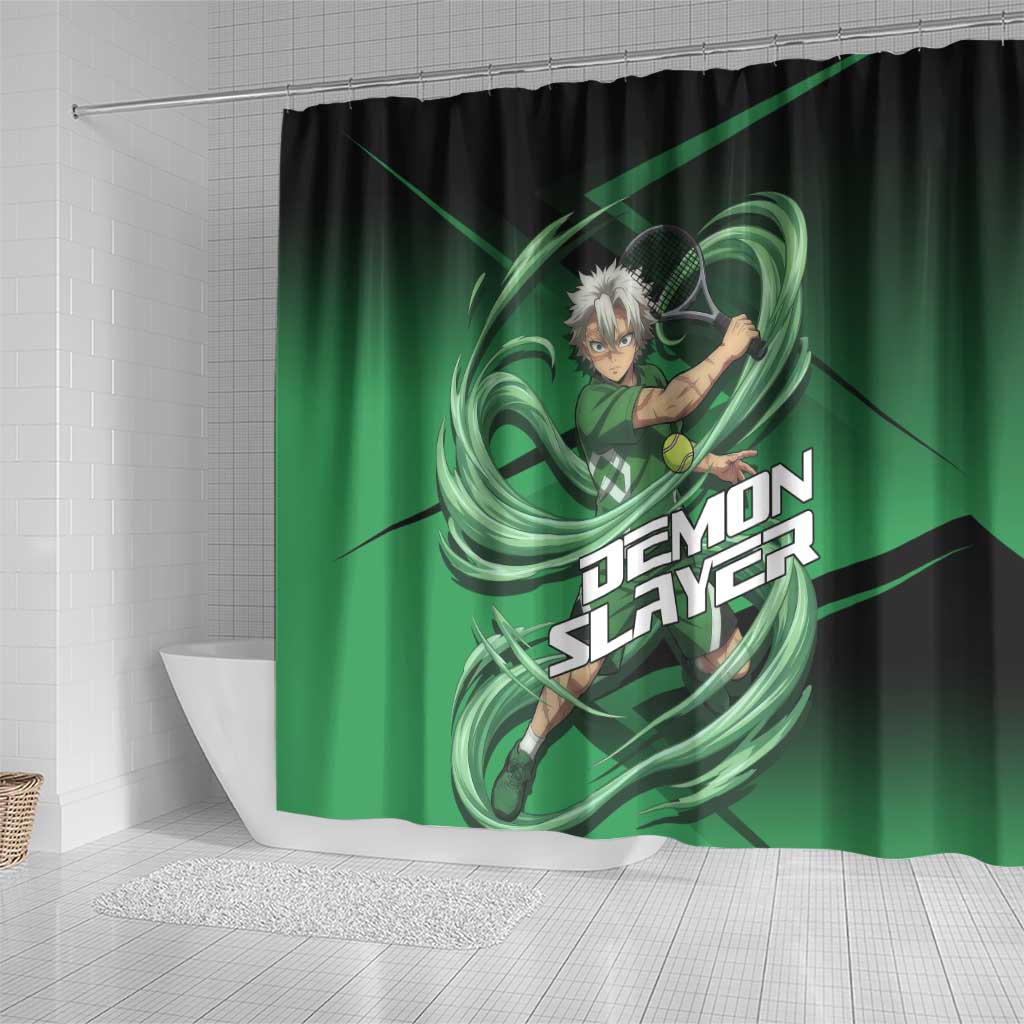 Sanemi Shinazugawa Wind Rally Shower Curtain Sporty Anime Mashup Style