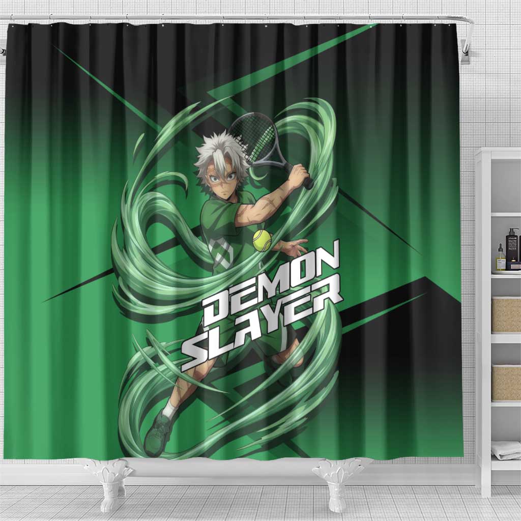Sanemi Shinazugawa Wind Rally Shower Curtain Sporty Anime Mashup Style