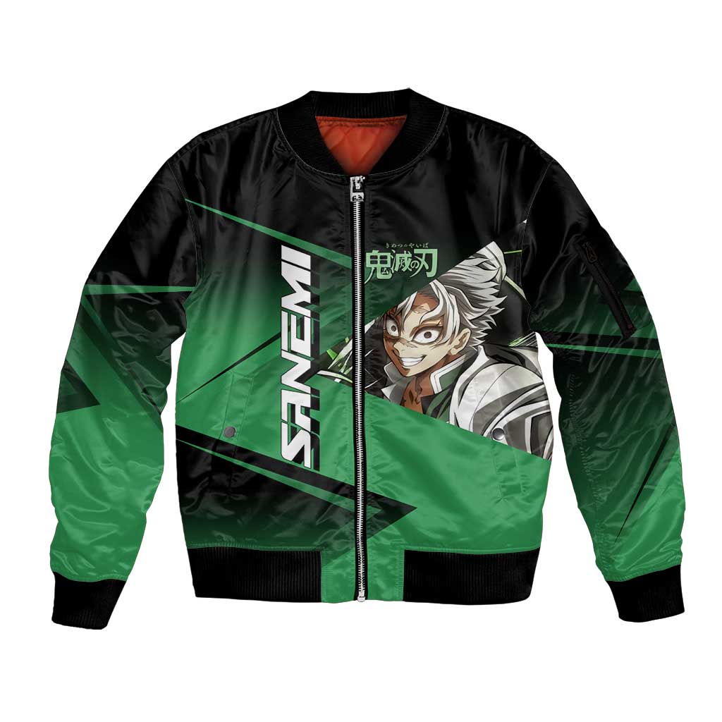 Sanemi Shinazugawa Wind Rally Sleeve Zip Bomber Jacket Sporty Anime Mashup Style
