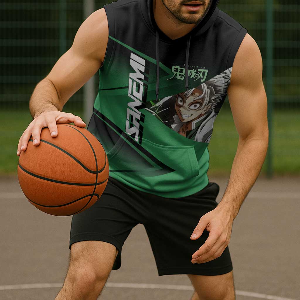 Sanemi Shinazugawa Wind Rally Sleeveless Hoodie Sporty Anime Mashup Style