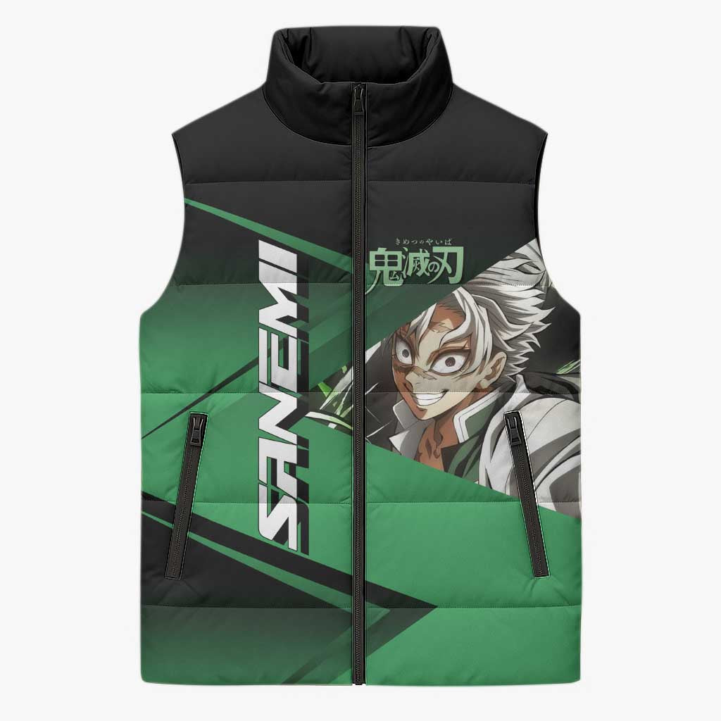 Sanemi Shinazugawa Wind Rally Sleeveless Puffer Jacket Sporty Anime Mashup Style