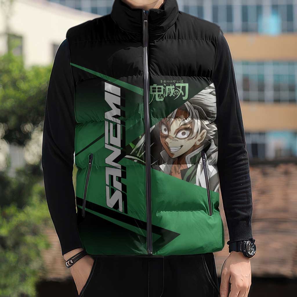 Sanemi Shinazugawa Wind Rally Sleeveless Puffer Jacket Sporty Anime Mashup Style