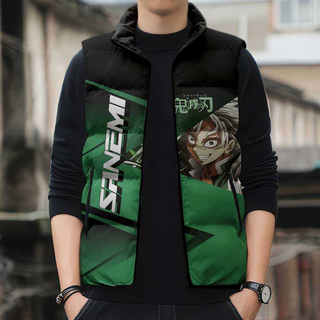 Sanemi Shinazugawa Wind Rally Sleeveless Puffer Jacket Sporty Anime Mashup Style