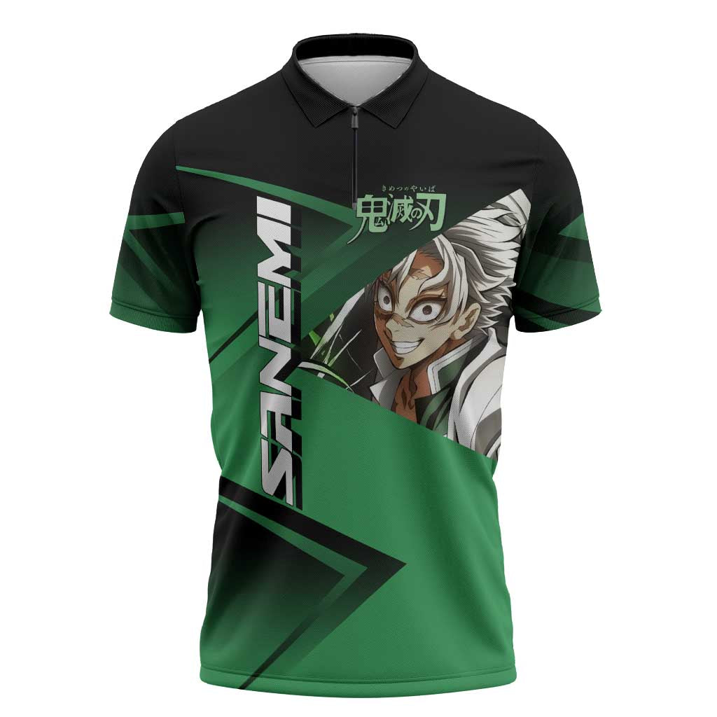 Sanemi Shinazugawa Wind Rally Zipper Polo Shirt Sporty Anime Mashup Style