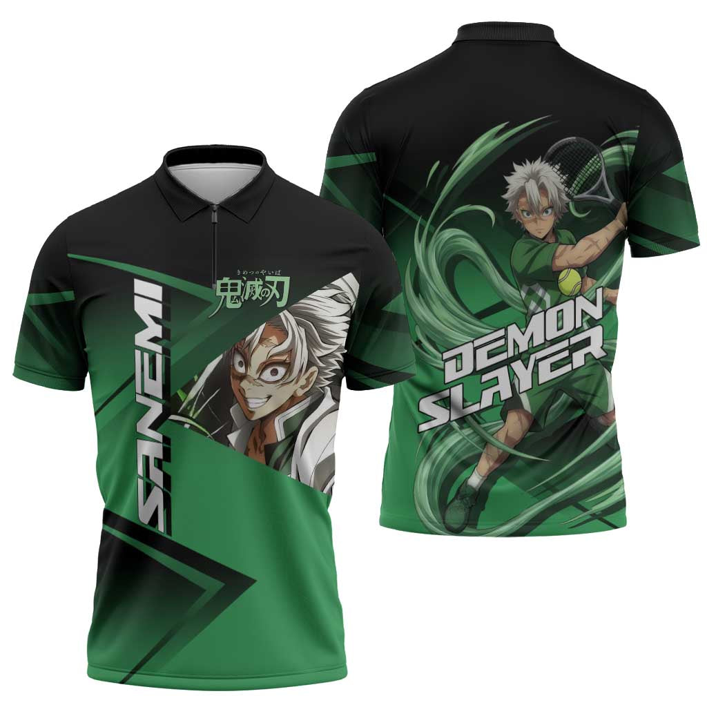 Sanemi Shinazugawa Wind Rally Zipper Polo Shirt Sporty Anime Mashup Style