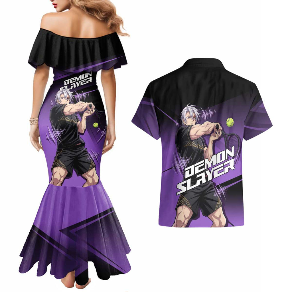 Tengen Uzui Sound Hashira Couples Matching Mermaid Dress and Hawaiian Shirt Sporty Anime Mashup Style