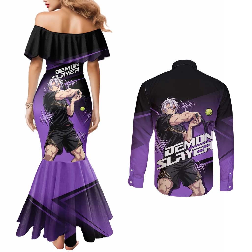 Tengen Uzui Sound Hashira Couples Matching Mermaid Dress and Long Sleeve Button Shirt Sporty Anime Mashup Style