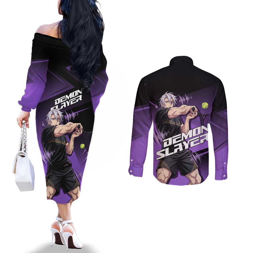 Tengen Uzui Sound Hashira Couples Matching Off The Shoulder Long Sleeve Dress and Long Sleeve Button Shirt Sporty Anime Mashup Style