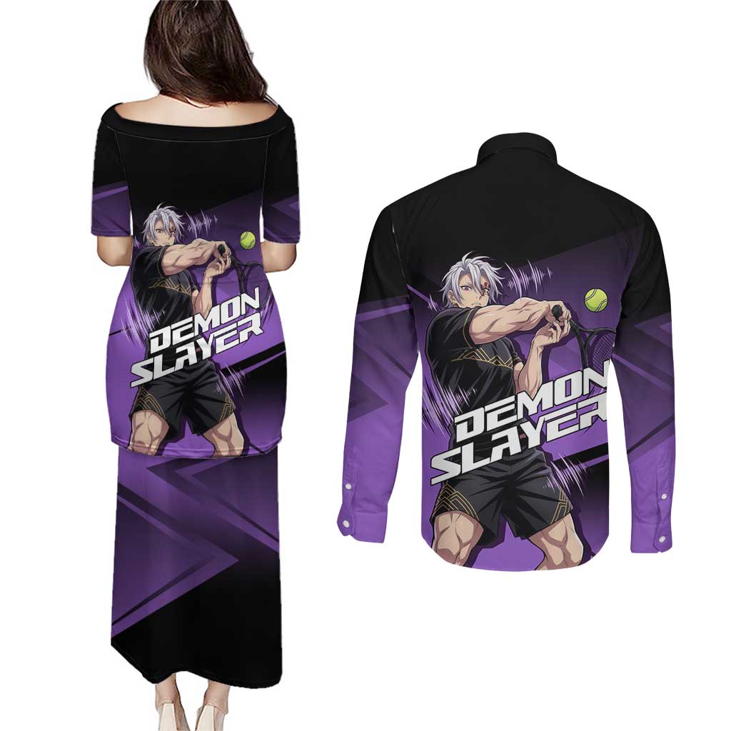 Tengen Uzui Sound Hashira Couples Matching Puletasi and Long Sleeve Button Shirt Sporty Anime Mashup Style