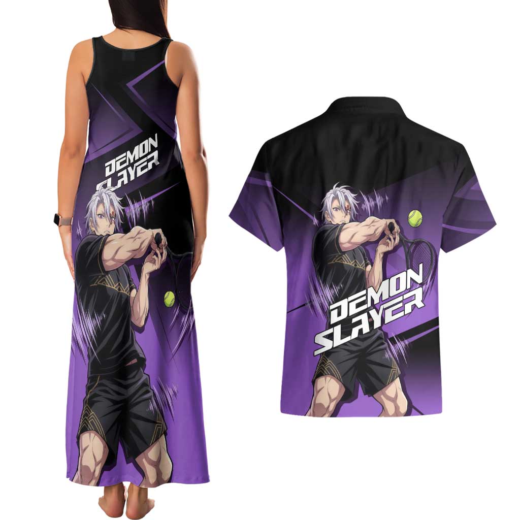 Tengen Uzui Sound Hashira Couples Matching Tank Maxi Dress and Hawaiian Shirt Sporty Anime Mashup Style