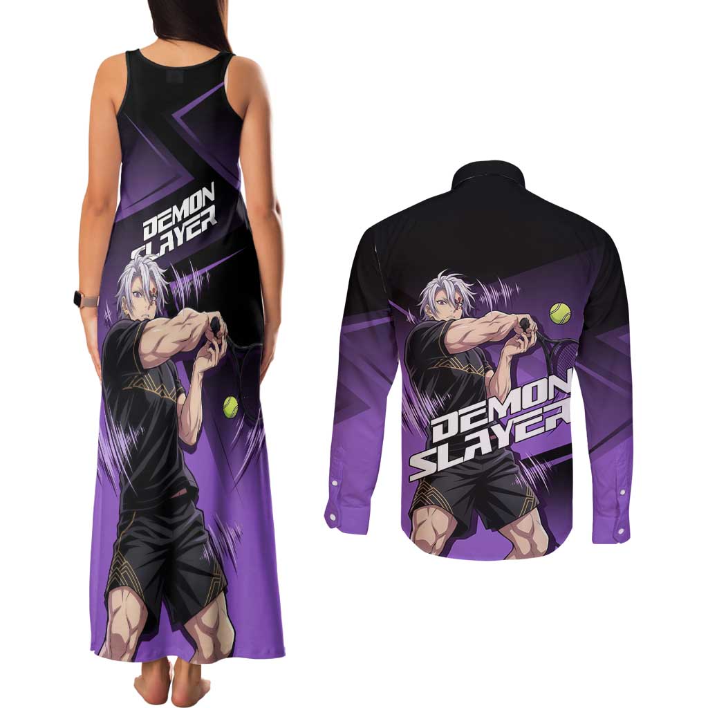 Tengen Uzui Sound Hashira Couples Matching Tank Maxi Dress and Long Sleeve Button Shirt Sporty Anime Mashup Style