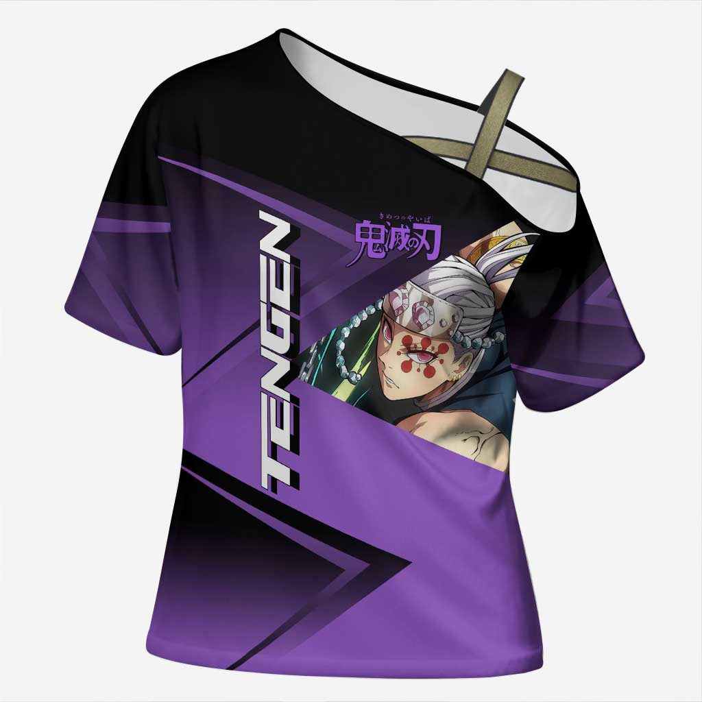 Tengen Uzui Sound Hashira Cross Shoulder Shirt Sporty Anime Mashup Style