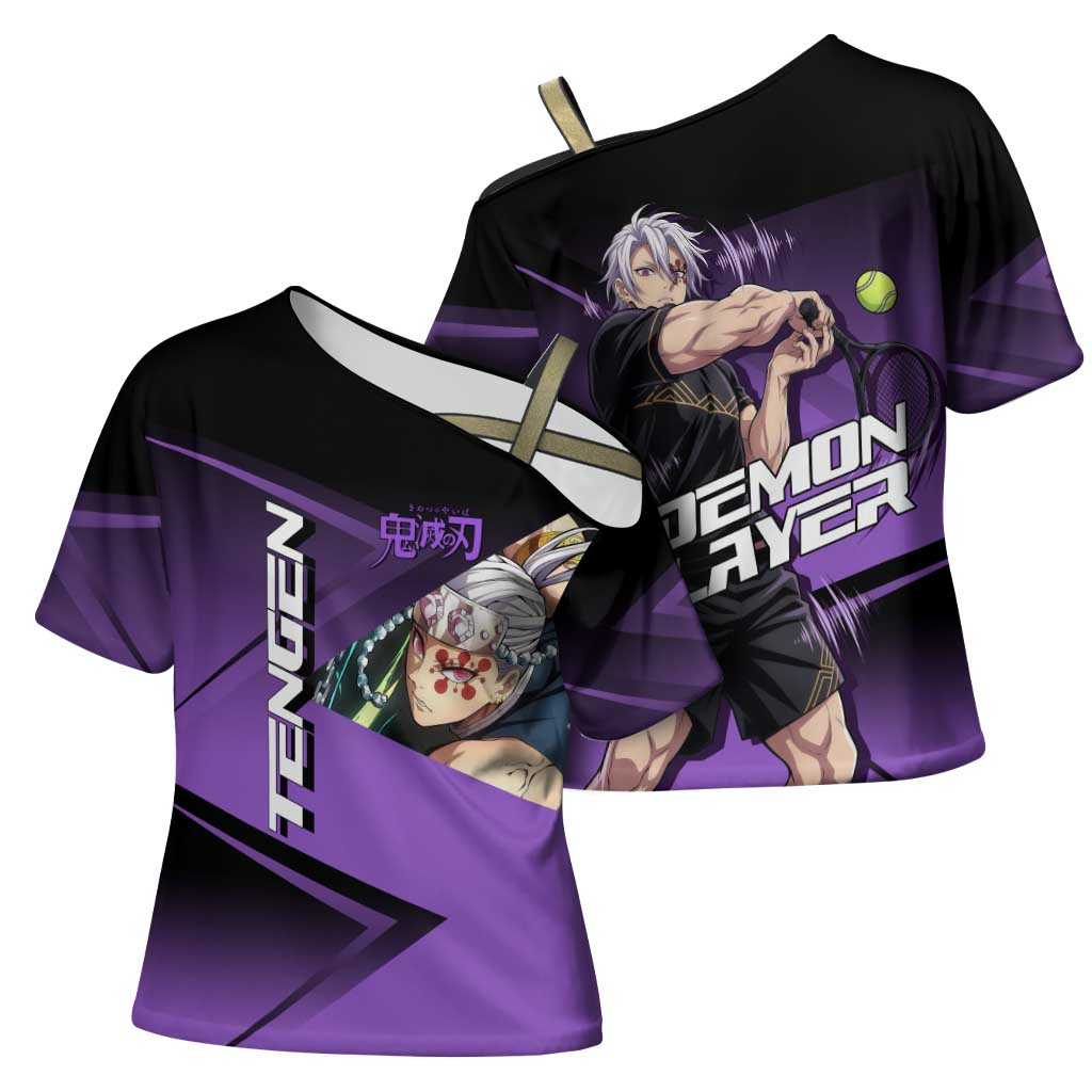 Tengen Uzui Sound Hashira Cross Shoulder Shirt Sporty Anime Mashup Style