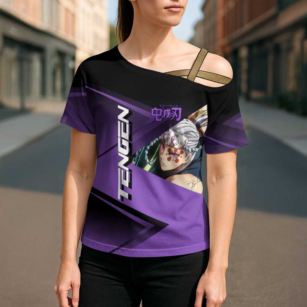 Tengen Uzui Sound Hashira Cross Shoulder Shirt Sporty Anime Mashup Style