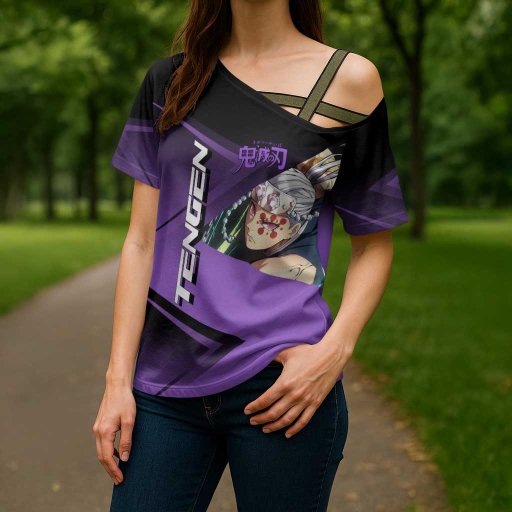 Tengen Uzui Sound Hashira Cross Shoulder Shirt Sporty Anime Mashup Style