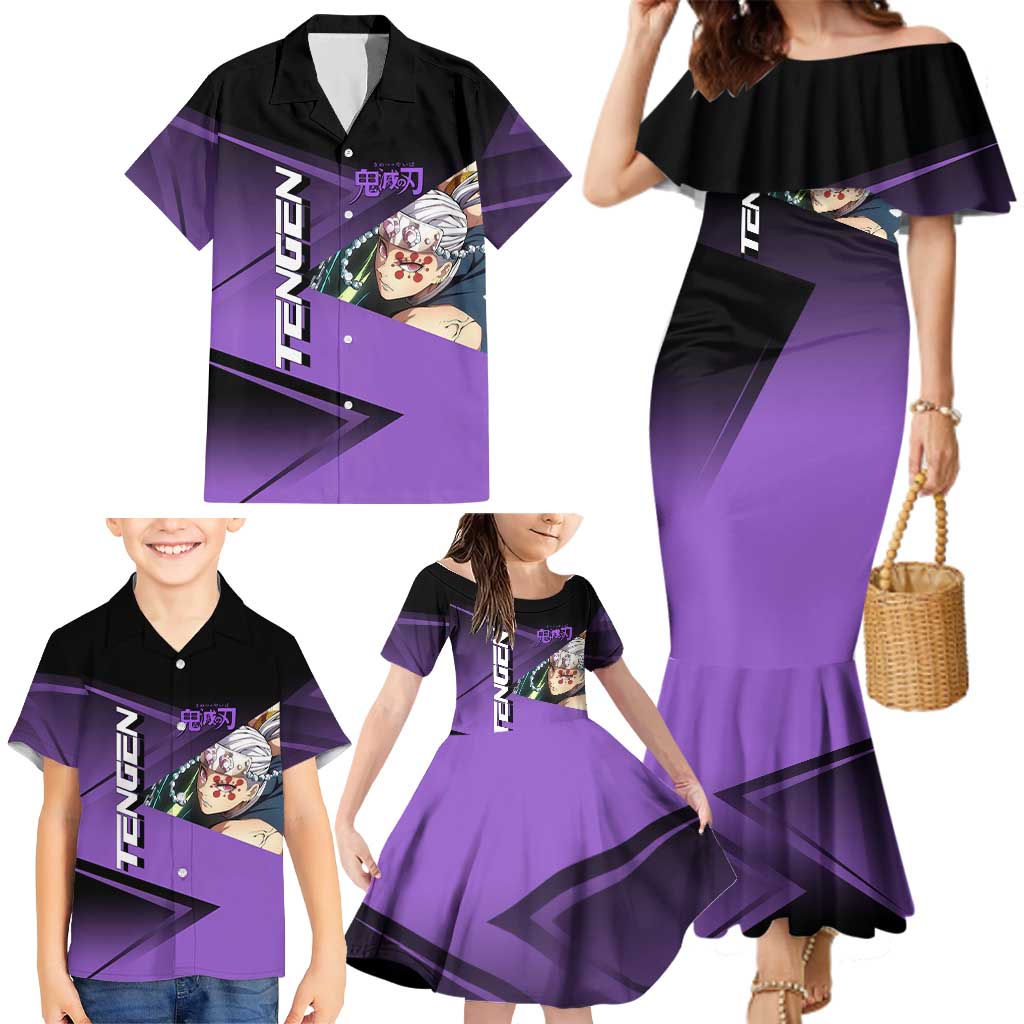 Tengen Uzui Sound Hashira Family Matching Mermaid Dress and Hawaiian Shirt Sporty Anime Mashup Style