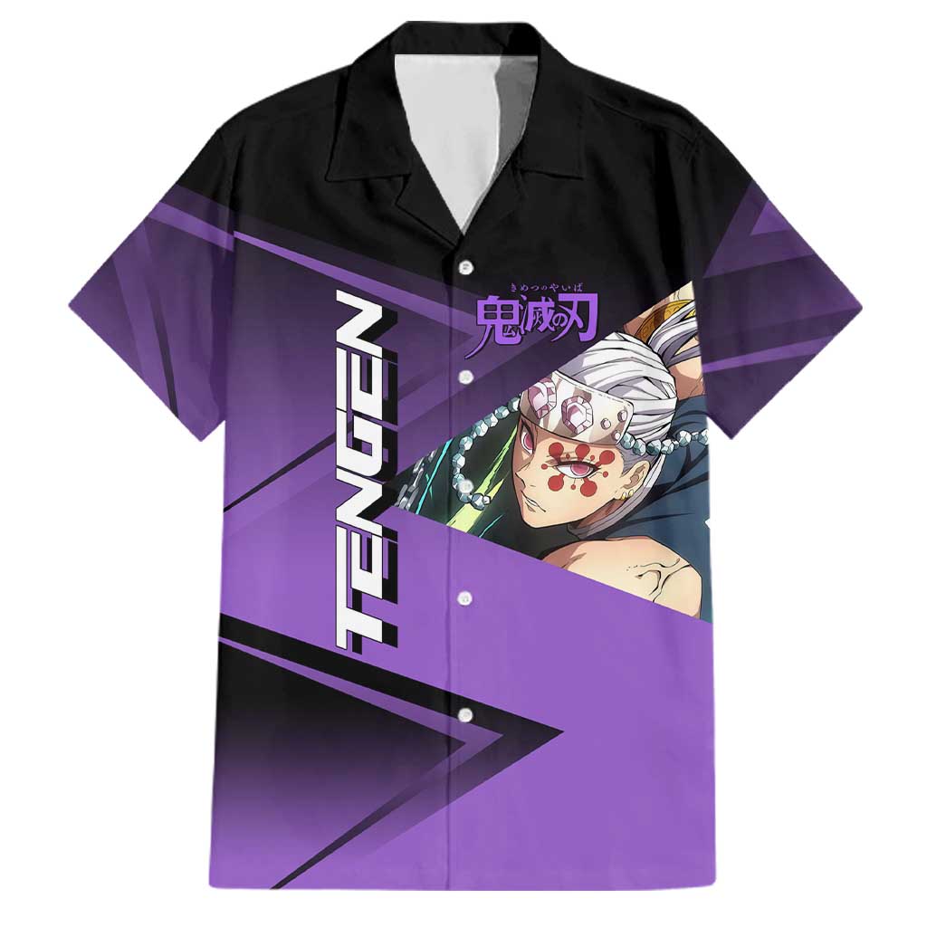 Tengen Uzui Sound Hashira Family Matching Short Sleeve Bodycon Dress and Hawaiian Shirt Sporty Anime Mashup Style