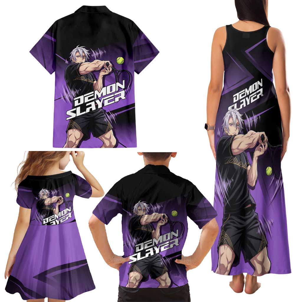 Tengen Uzui Sound Hashira Family Matching Tank Maxi Dress and Hawaiian Shirt Sporty Anime Mashup Style