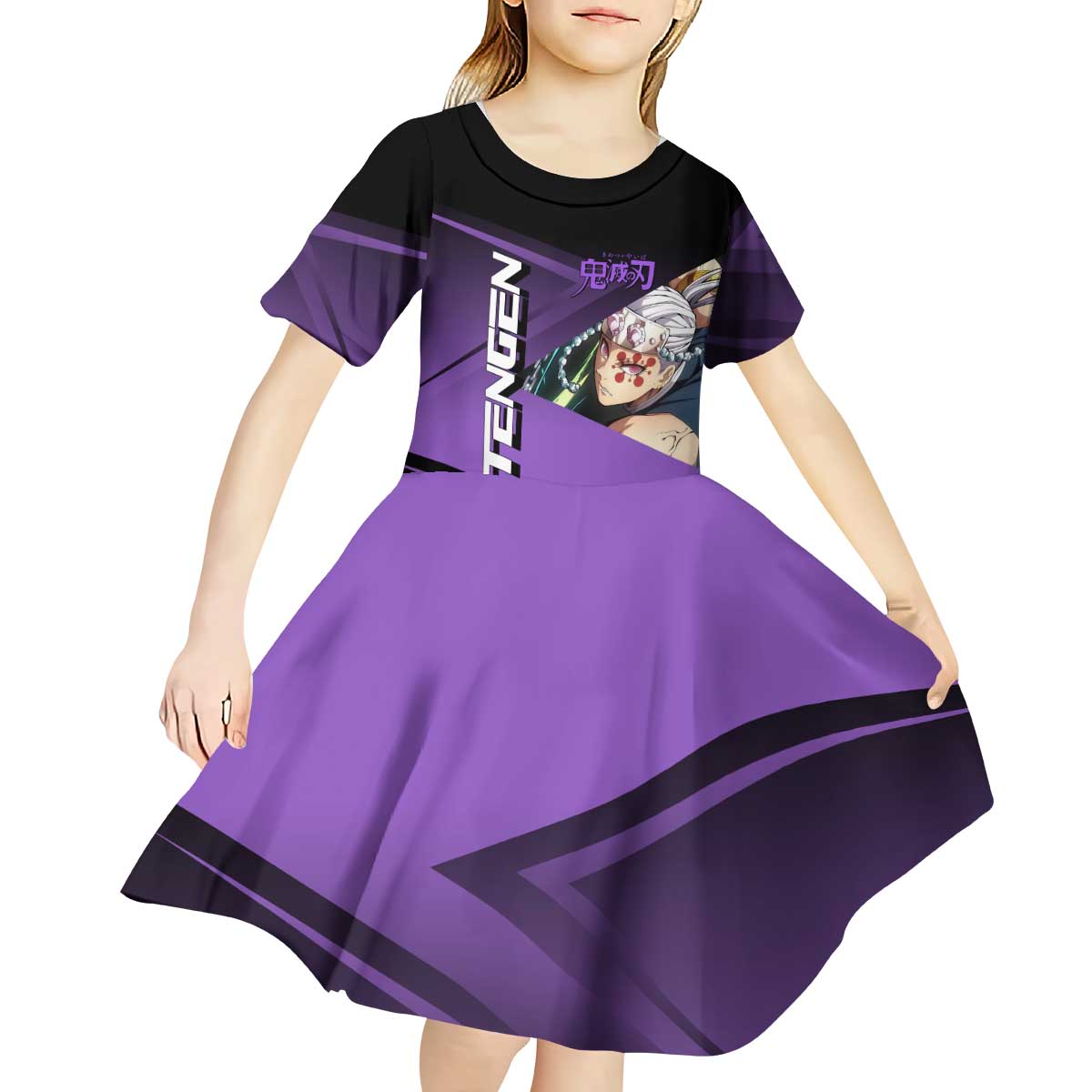 Tengen Uzui Sound Hashira Kid Short Sleeve Dress Sporty Anime Mashup Style