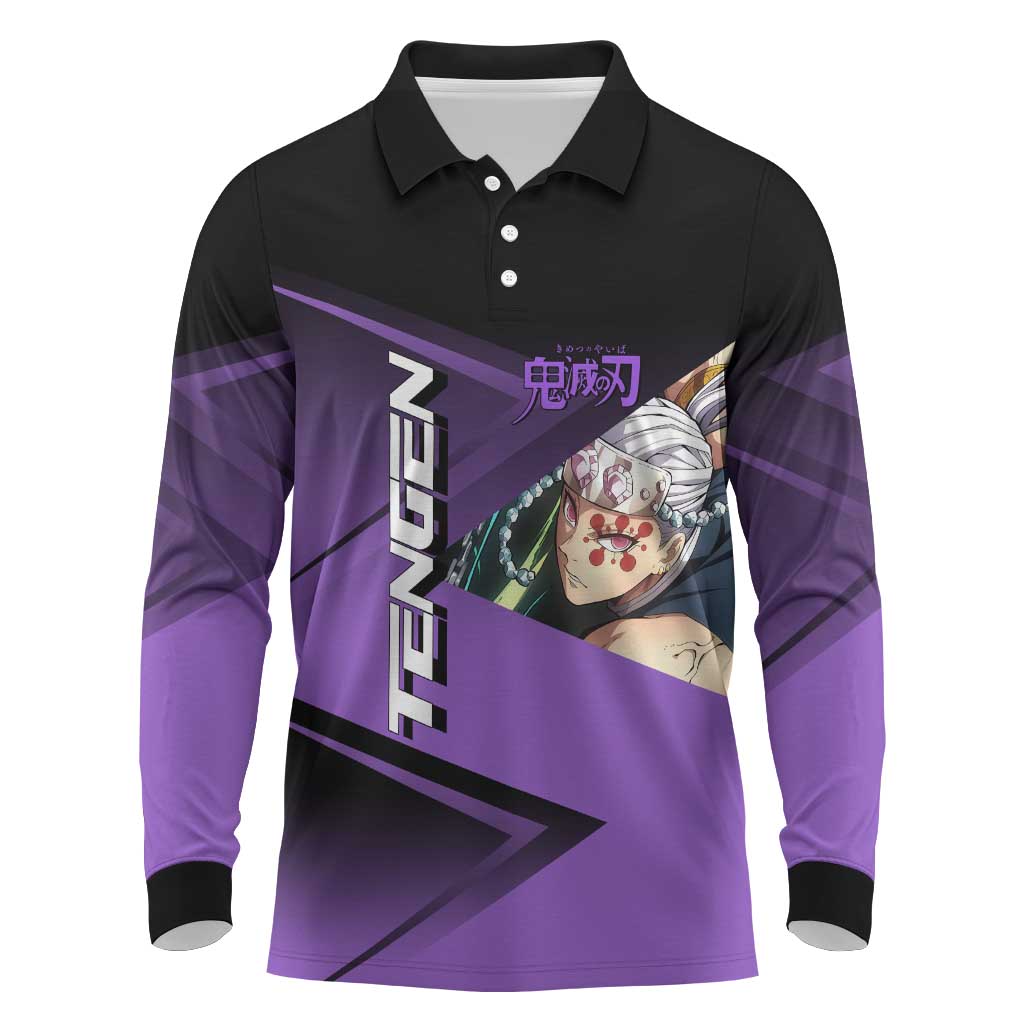 Tengen Uzui Sound Hashira Long Sleeve Polo Shirt Sporty Anime Mashup Style