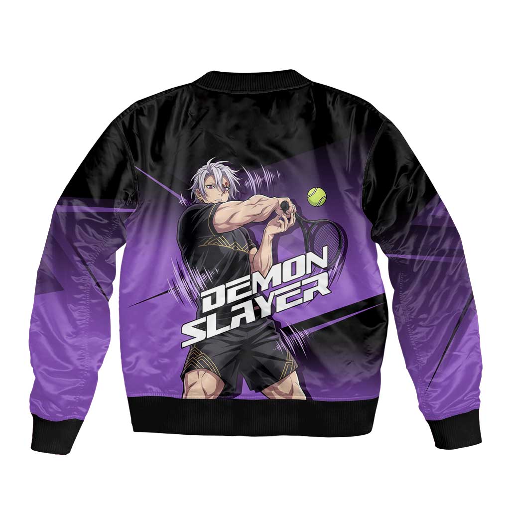 Tengen Uzui Sound Hashira Sleeve Zip Bomber Jacket Sporty Anime Mashup Style