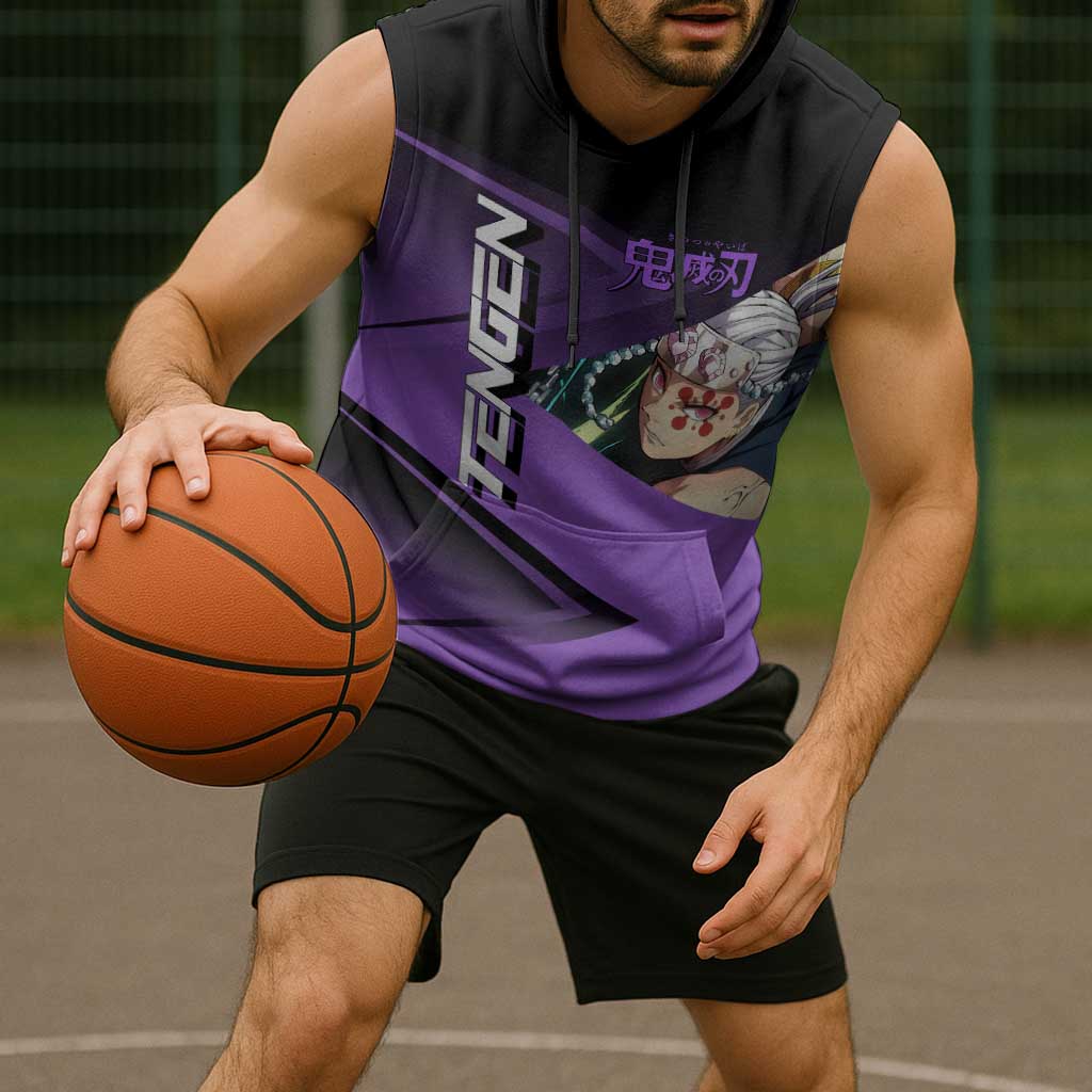 Tengen Uzui Sound Hashira Sleeveless Hoodie Sporty Anime Mashup Style
