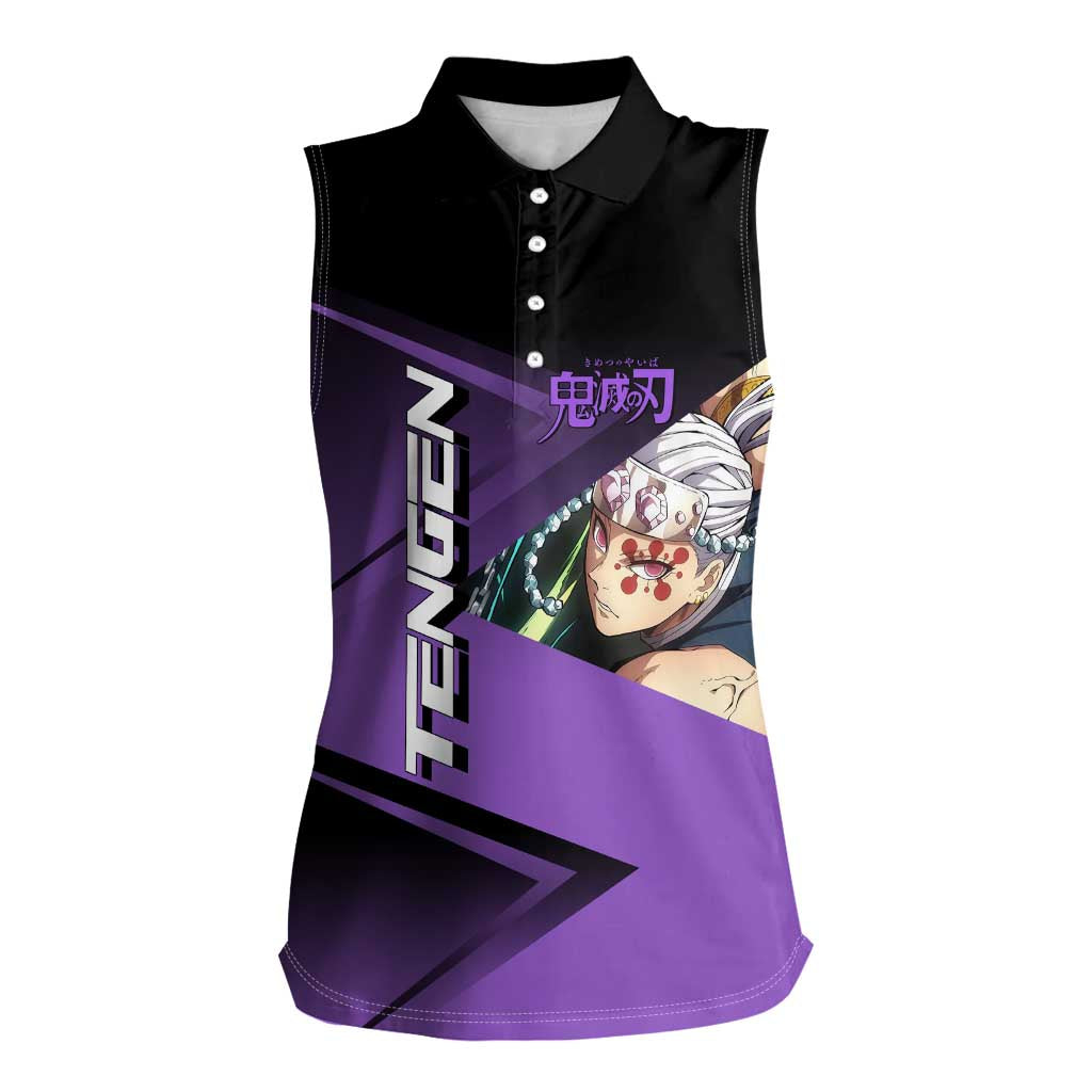 Tengen Uzui Sound Hashira Women Sleeveless Polo Shirt Sporty Anime Mashup Style