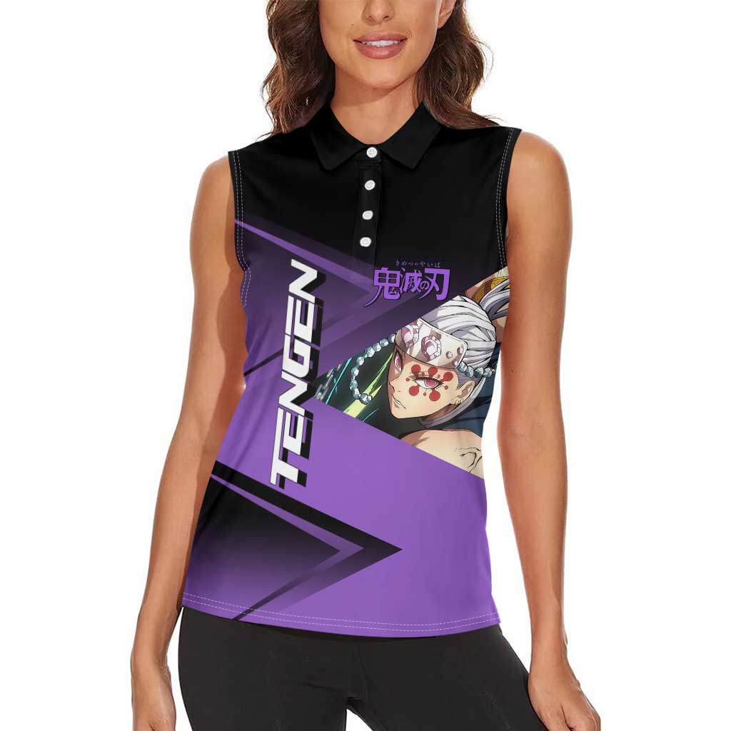 Tengen Uzui Sound Hashira Women Sleeveless Polo Shirt Sporty Anime Mashup Style
