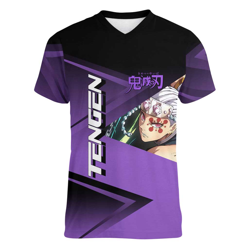 Tengen Uzui Sound Hashira Women V-Neck T-Shirt Sporty Anime Mashup Style
