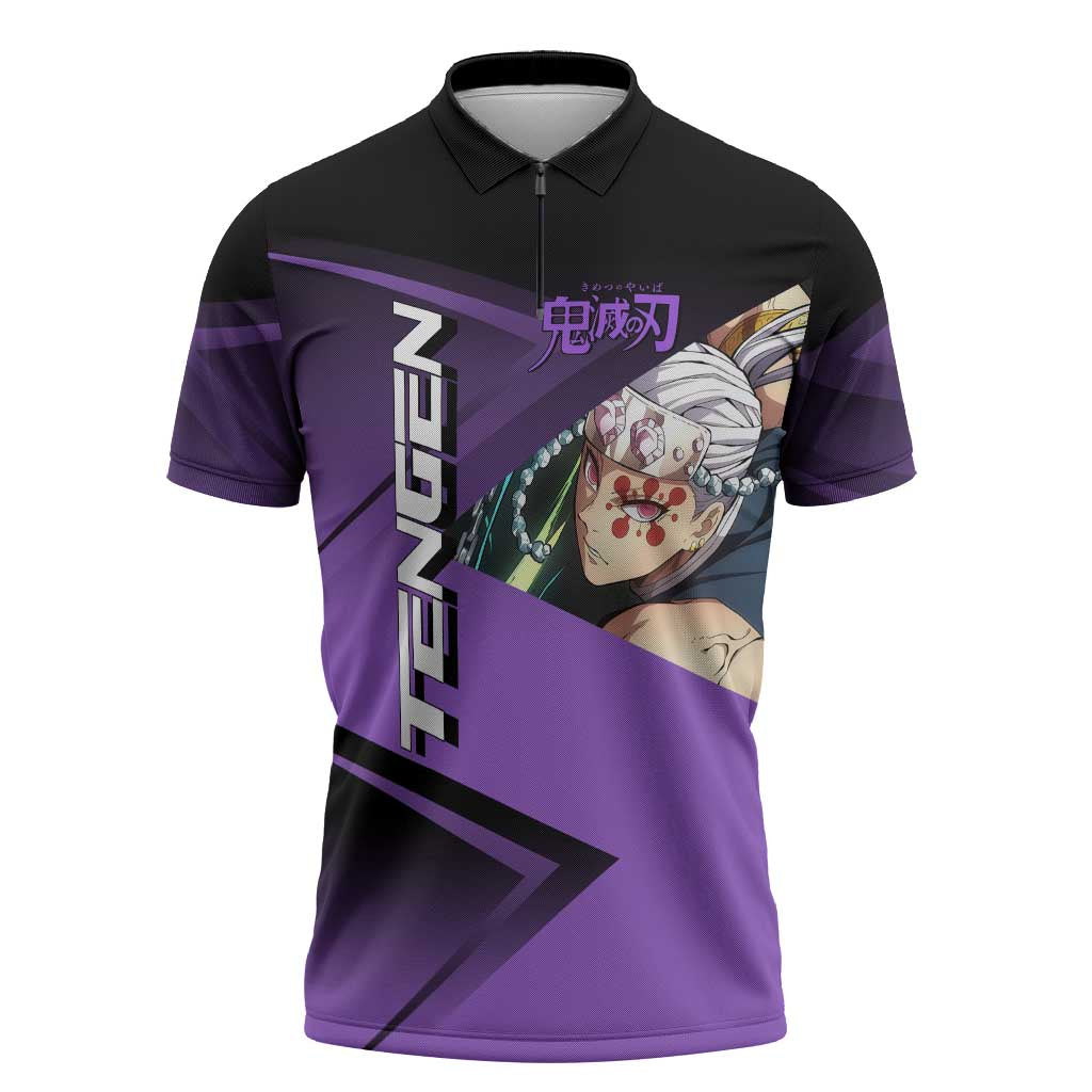 Tengen Uzui Sound Hashira Zipper Polo Shirt Sporty Anime Mashup Style