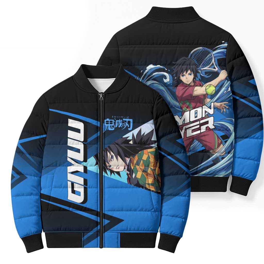 Giyuu Tomioka Water Serve Bomber Puffer Jacket Sporty Anime Mashup Style