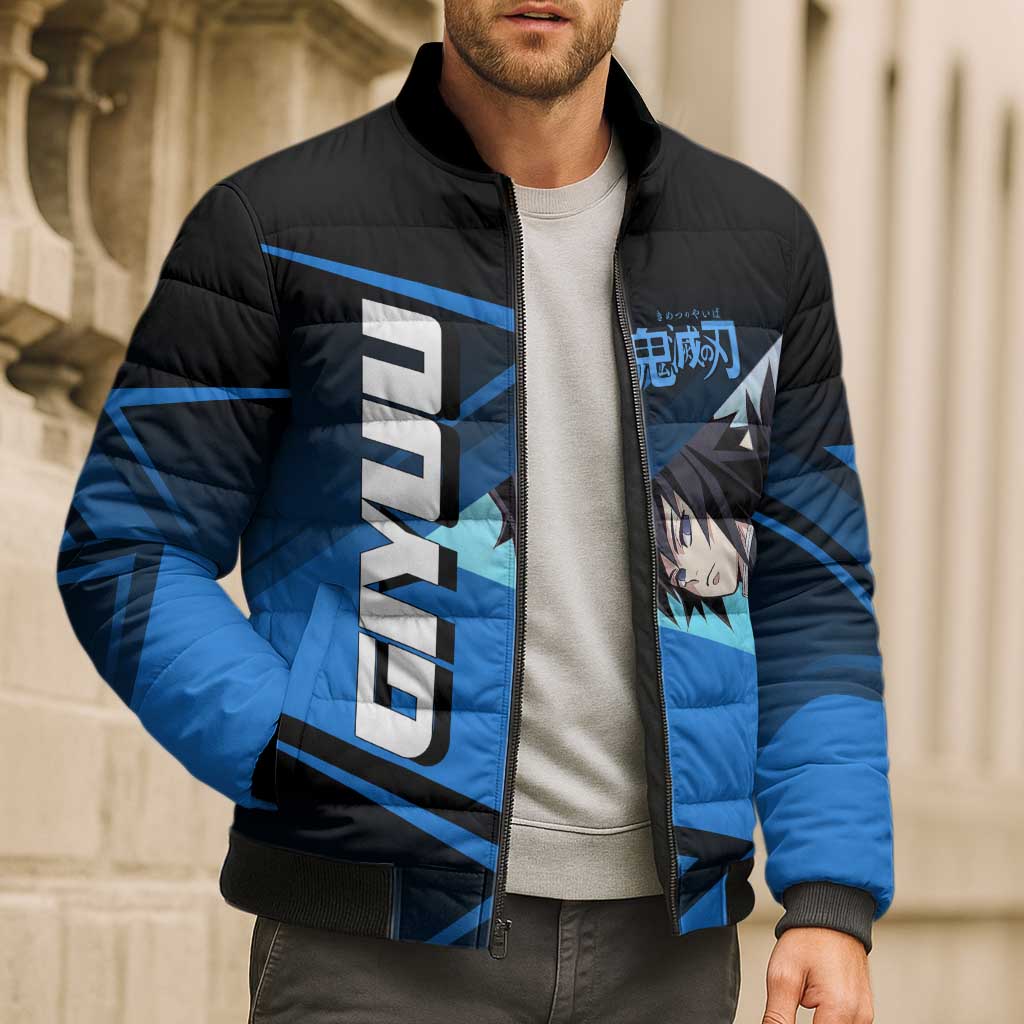 Giyuu Tomioka Water Serve Bomber Puffer Jacket Sporty Anime Mashup Style