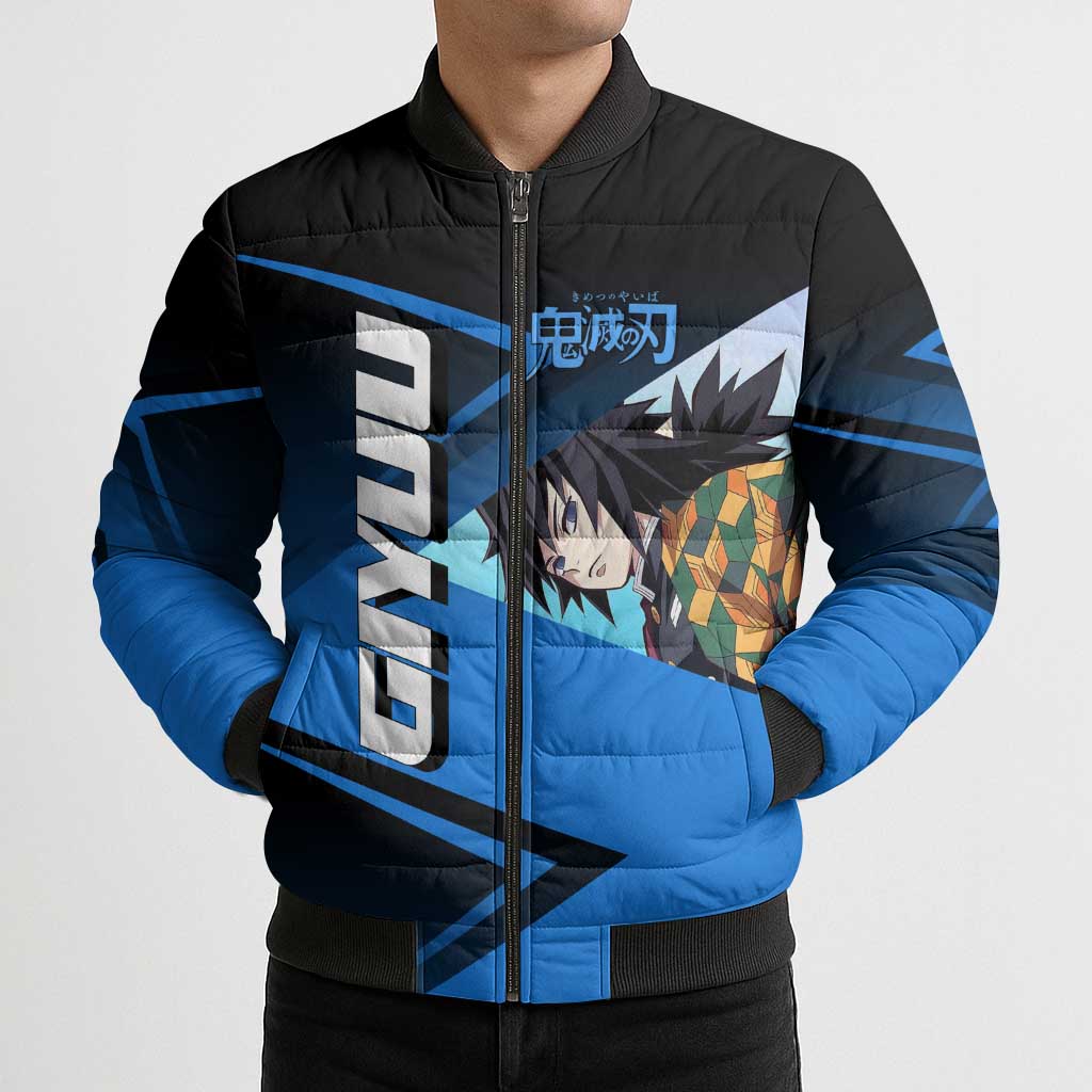 Giyuu Tomioka Water Serve Bomber Puffer Jacket Sporty Anime Mashup Style