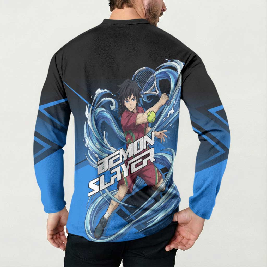 Giyuu Tomioka Water Serve Button Sweatshirt Sporty Anime Mashup Style