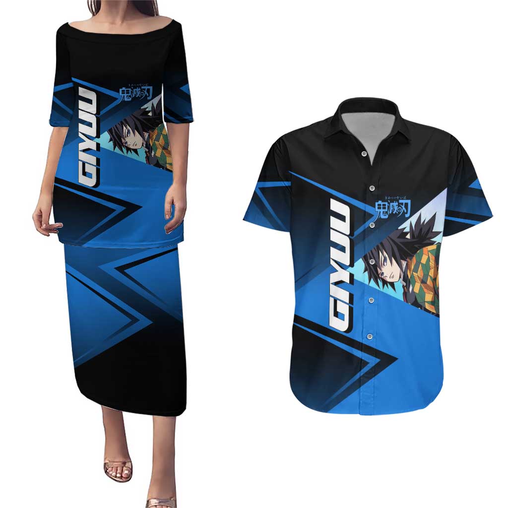 Giyuu Tomioka Water Serve Couples Matching Puletasi and Hawaiian Shirt Sporty Anime Mashup Style