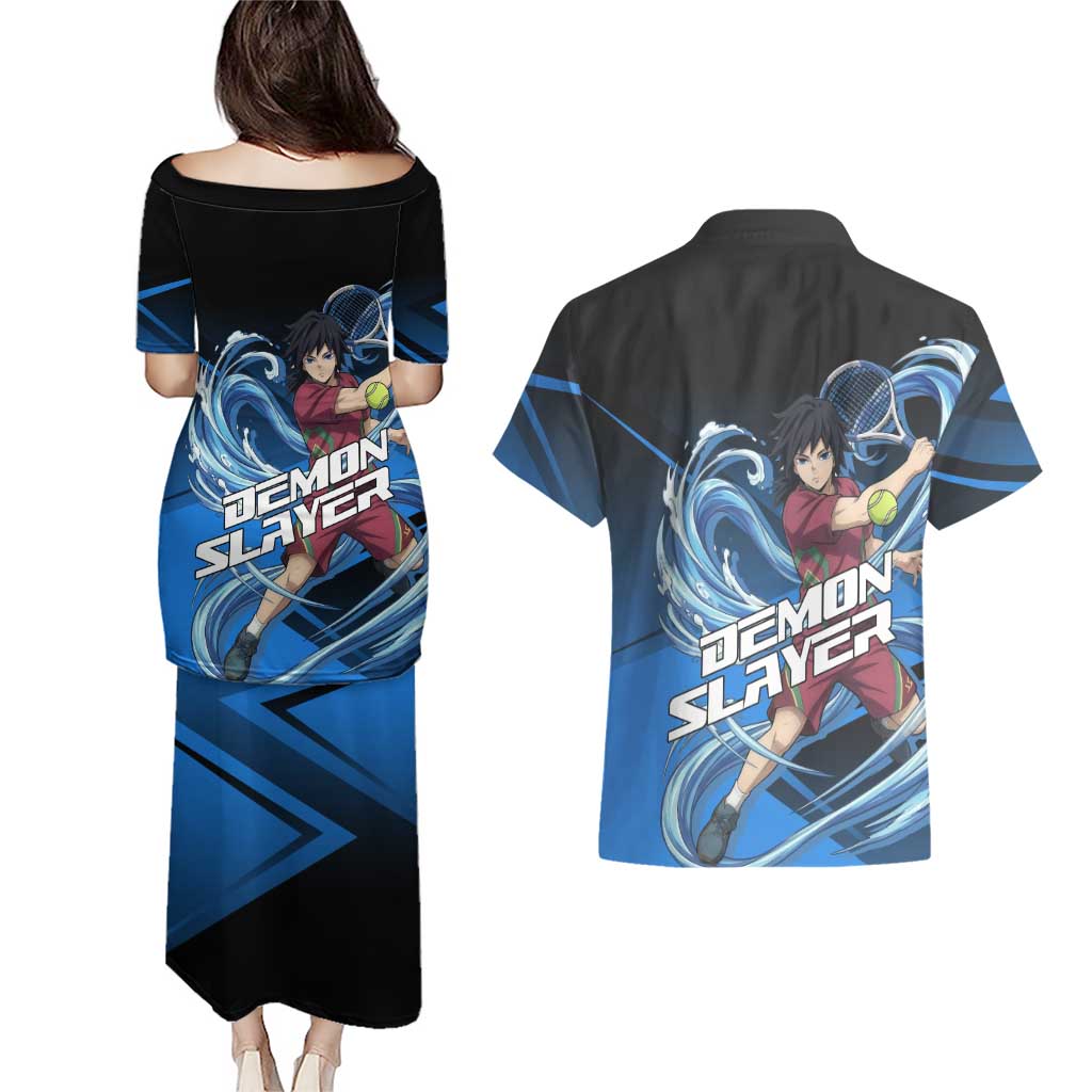 Giyuu Tomioka Water Serve Couples Matching Puletasi and Hawaiian Shirt Sporty Anime Mashup Style