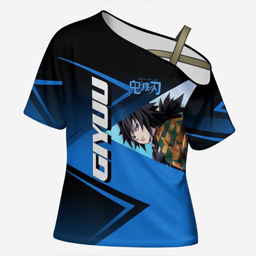 Giyuu Tomioka Water Serve Cross Shoulder Shirt Sporty Anime Mashup Style